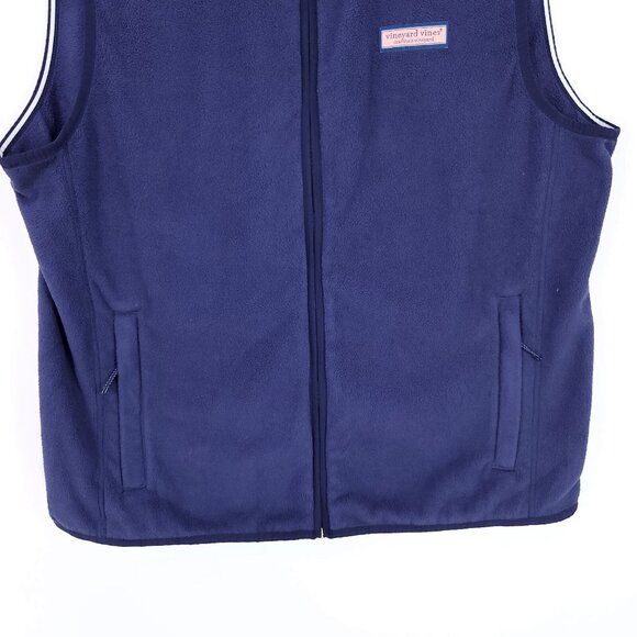Vineyard Vines Fleece Vest Men's Size Large Harbor Full Zip Blue Pockets Mock - Picture 5 of 12